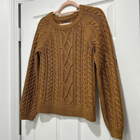 Abercrombie & Fitch Women's Medium Cotton blend cable‎ knit sweater Burnt Orange - Picture 2 of 8